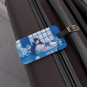 Kawaii Anime Girl Luggage Tag, Baggage Tag, Travel Accessories, Suitcase Identifier, Cute Anime Character