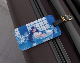 Kawaii Anime Girl Luggage Tag: Acrylic Suitcase Identifier