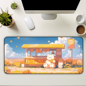 Kawaii Anime Desk Mat, Cute Bear Animal Desk Mat, Gaming Mouse Pad Large Keyboard Mouse, Cute Desk Decor, Kawaii Cartoon Mouse Pad