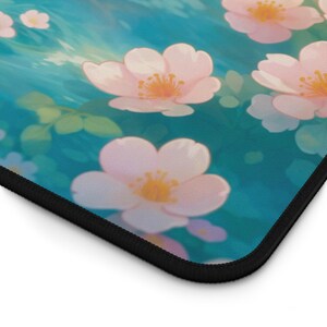 Kawaii Fox Sakura Desk Mat, Cute Floating Fox Mouse Pad, Pastel Spring Floral Desk Pad, Cozy Anime Aesthetic Desk Decor, Gift for Fox Lovers image 11