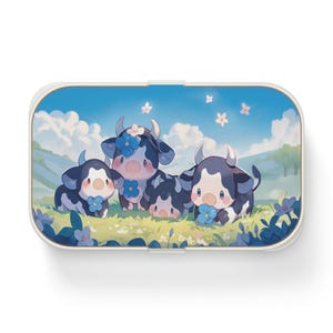 Kawaii Cows Bento Box, Cute Animal Design for Kids School Lunch, Japanese Style Food Container, Eco-Friendly Meal Prep, Lunchbox