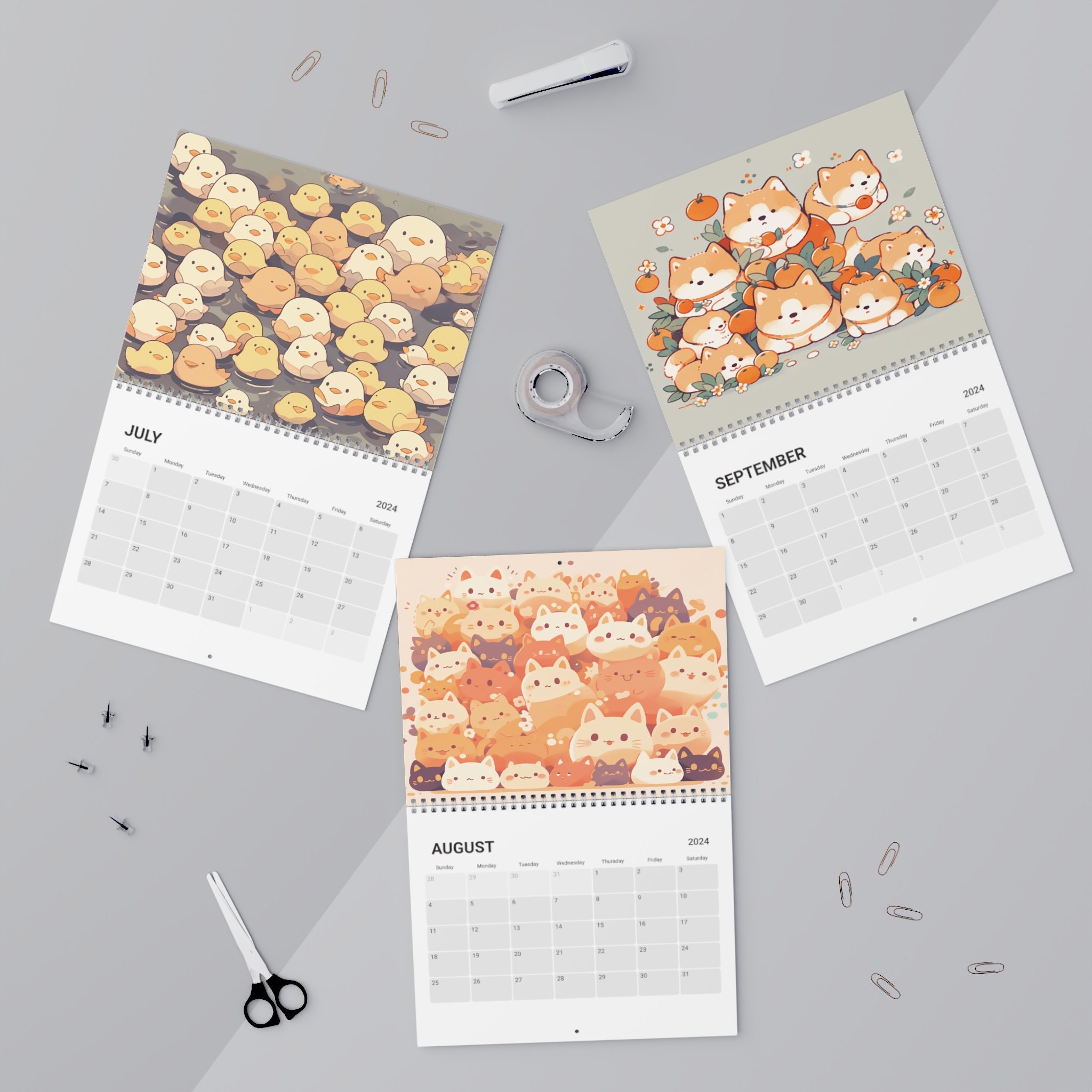 Kawaii Anime Animals 2024 Calendar, Anime Decor