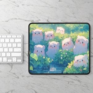 Cute Gaming Mouse Pad, Bear Theme Desk Mat, Animal Print Accessories, Adorable Mousepad, Gaming Desk Decor, Office Supplies
