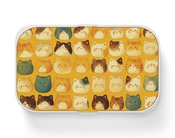 Caja bento con forma de gato kawaii: lonchera infantil de estilo japonés