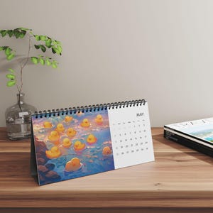 2025 Tischkalender, Anime Landschaft Tischkalender, Kawaii Tiere, Niedliche Tier Illustrationen, Landschaft Kunst Geschenk, Schreibtisch Büro Dekor