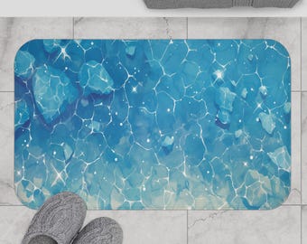Anime Blue Ocean Bath Mat: Coastal Nautical Bathroom Decor