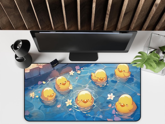 Kawaii Desk Mat, Cute Duckling Design, Office Desk Accessories, Gaming Mouse Pad, Rubber Desk Mat, Desk Decor, Animal Lover Gift