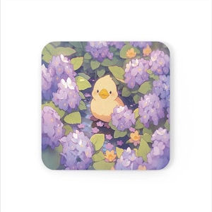 Cork Back Coaster, Duck Coaster, Cute Floral Coaster, Animal Lover Gift, Home Decor Accent, Drink Coaster Decor