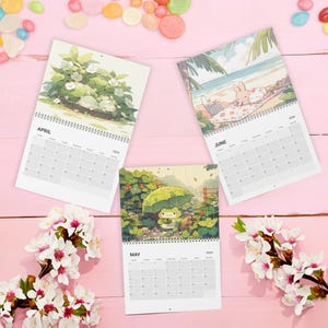Anime Landschaft Wandkalender, Kawaii Tiere, süße Tier Illustrationen, Kalender 2025, Landschaft Kunst Geschenk, Wand Planer, Raum Dekor,