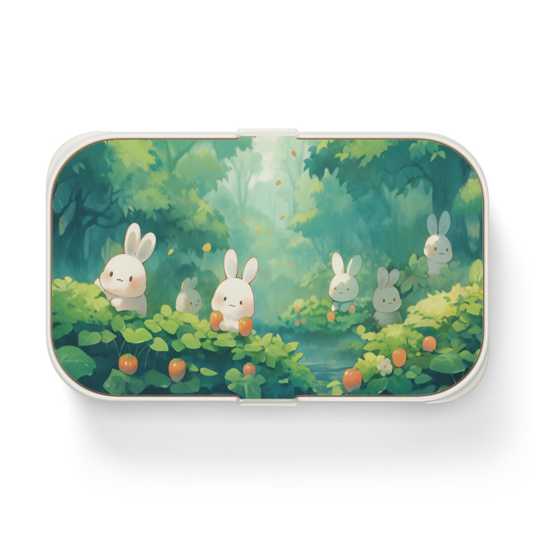 Kawaii Bunny Bento Lunch Box, Cute White Rabbits in Forest, Japanese ...