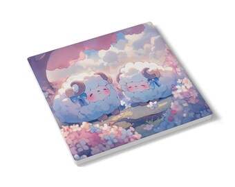 Kawaii Sheep Ceramic Coaster: Cherry Blossom Spring Decor