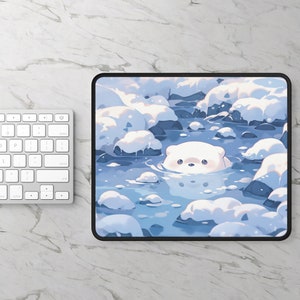 Podkładka pod mysz do gier Kawaii Polar Bear Animal Design, słodka podkładka pod mysz Anime, zabawny prezent dla graczy, akcesorium na biurko Kawaii