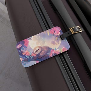 Kawaii Animal Luggage Tag, Cute Moonlight Baggage Label, Travel Accessories, Backpack ID Tag, Suitcase Identifier, Unique Gift