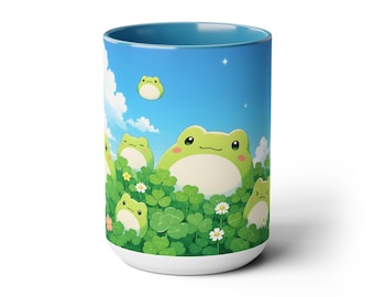 Kawaii Frog Coffee Mug, Cute Anime Mug, Frog Lover Gift, Cute Kawaii Animal Mugs, Aesthetic Mug Gift, Cute Desk Decor, Cute Toad Coffee Mug