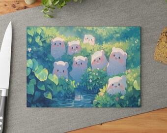 Glazen snijplank Kawaii Bears: op de natuur geïnspireerd keukendecor