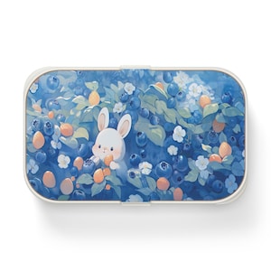 Blueberry Bunny Bento Box, Cute Kawaii Lunch Box, Kawaii Japanese Lunch Container for School or Work
