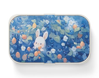 Blueberry Bunny Bento Box, Cute Kawaii Lunch Box, Kawaii Japanese Lunch Container for School or Work
