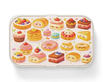 Kawaii Dessert Bento Box, Cute Cake & Pastry Lunch Box, Sweet Treats Food Container, Pastel Anime Lunchbox, Cute Kitchen Gift