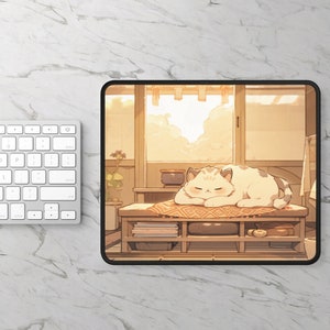 Kawaii Gaming Mouse Pad, Cute Desk Pad, Kawaii Anime Cat Sleeping, Cute Desk Decor, Cute Cats Mouse Pads, Kawaii Accessories