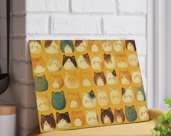 Glazen snijplank, kawaii kattenpatronen, schattig keukendecor, kattenliefhebber cadeau, voedselvoorbereidingsbord, glazen placemat, keukenaccessoires katten