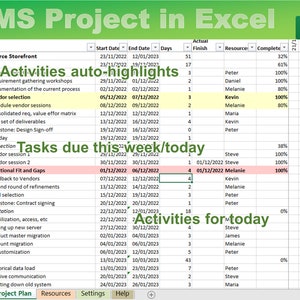 Project Task Excel Workbook Project Planner and Gantt Chart in Excel | Digital Planner | Project ...