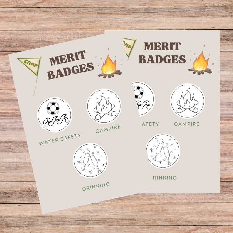MERIT BADGES Camp Bachelorette Theme Etsy