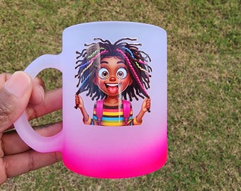 Funny Faced Kids/Teen ombre Mug. Purple Ombre and Pink Ombre Mug
