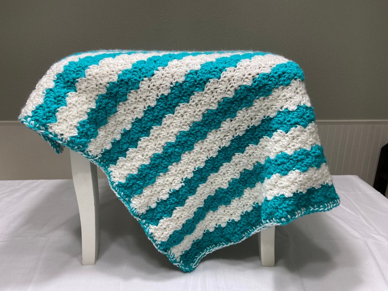 Handmade Crochet Baby Blanket two Tone Ripples Etsy