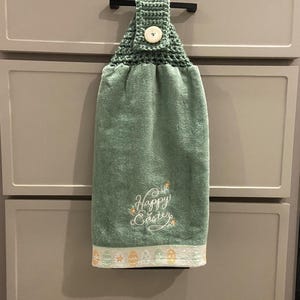 Happy Easter- 100% Cotton Hanging Crochet Top Hand Towels