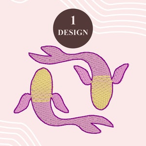 Circling Fish Machine Embroidery | Machine Embroidery Designs | Multiple Sizes | Ocean Stitch File | Pisces Embroidery | Minimalist Design