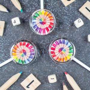 Motif Lollipop Colored Pencils 10 pcs | Lollipop for school enrollment, back to school & children&#39;s birthday as a guest gift, table decoration, surprise