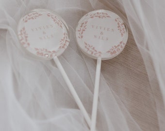 Wedding guest gift, customizable, lollipop, wedding gifts, handmade candy, personalized candy, wedding favor, floral lollipop