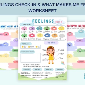 I am feeling/What Makes Me Feel, Feelings/Emotions Check In & Identification Printable For Kids-Identifying Feelings Chart-Coping Skills