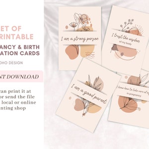 Cartes d'affirmation de grossesse et de naissance positives parfaites. 37 affirmations de naissance imprimables.Téléchargement numérique. Cartes d'hypnonaissance. Citations de naissance.