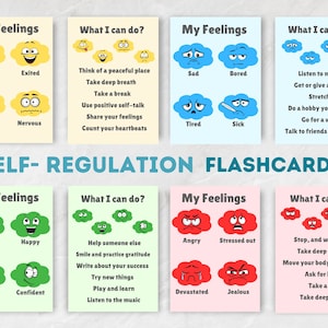 Tarjetas didácticas de autorregulación. Estrategias de afrontamiento. Regulación socioemocional. Herramientas para el rincón de la calma. Apoyo para el autismo. TDAH. SEL, habilidad para la calma.