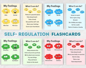 Self-Regulation Flashcards, Feelings & Coping Skills (Digital Download)