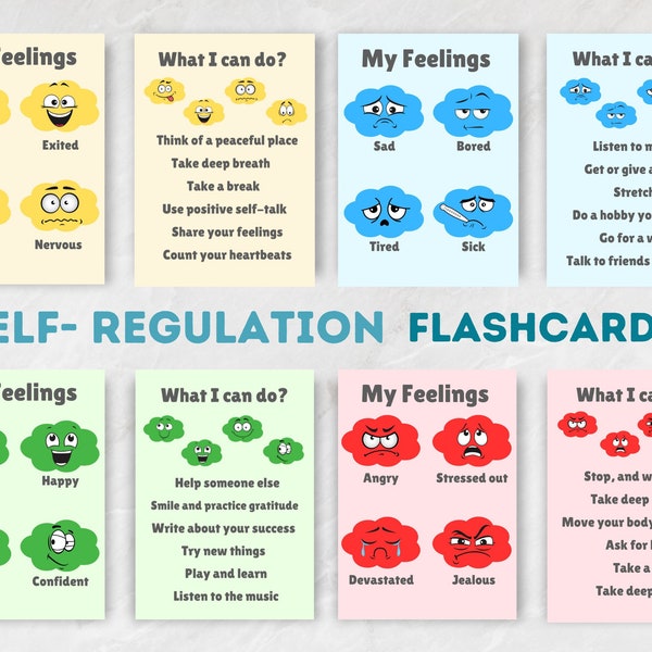 Self-Regulation Flashcards. Coping Strategies. Social Emotional Regulation. Calming Corner Tools Autism Support ADHD. SEL, calm skill.