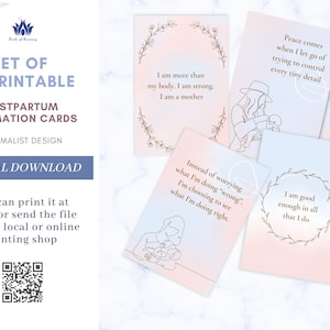 Positive postpartale Affirmationskarten für neue Mütter. Postpartale Affirmationen zur Unterstützung frischer Mütter durch das vierte Trimester und darüber hinaus