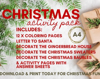 Christmas activity pack for kids - Letter to Santa - Coloring pages - Christmas Fun!