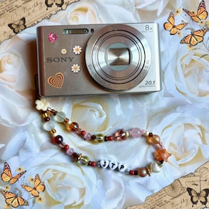 Personalized Beaded Phone Camera Strap, Custom Name Charm Lanyard, Gift