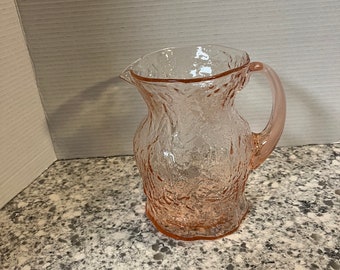 Morgantown Crinkle Glass Pink Pitcher