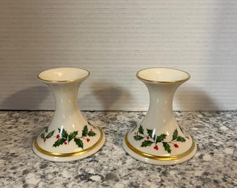 Lenox Holiday flared candle stick holders set of 2