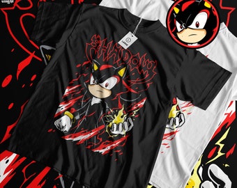 Unisex Hedgehog Shadow T-shirt - Speedster Energy, Japanese Anime Hero, Gaming Legend Apparel, Manga-Inspired Action Wear, Anime Manga Shirt