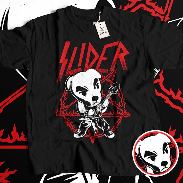 Unisex Metal K.K. Slider T-Shirt - Animal Crossing Rock Legend Tee, Guitar Hero Dog Wear, Iconic Game Character Fashion, Heavy Metal Gamer