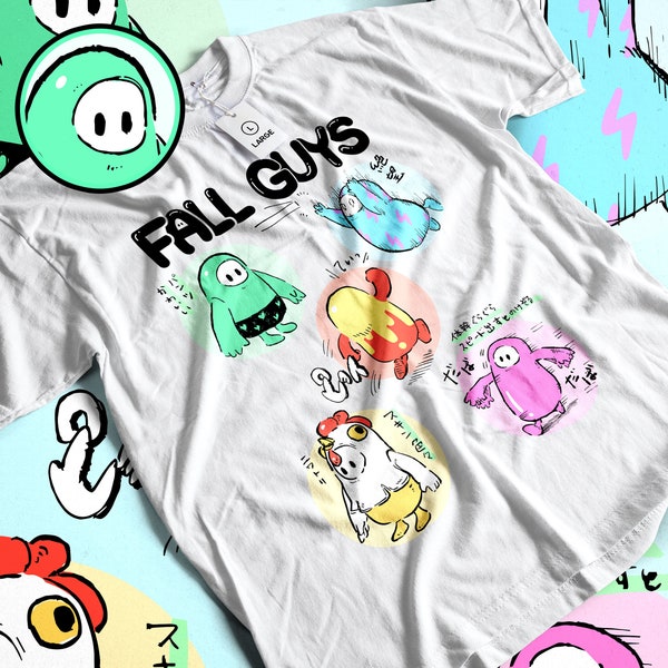 Unisex Fall Guys Frenzy T-Shirt - Battle Royale Game Tee, Colorful Bean Characters Top, Playful Party Game Shirt, Casual Gamer Apparel, Fun