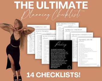 Liste de colisage de mariage, Liste de colisage de la mariée, Liste de colisage du marié, Liste de colisage de demoiselle d'honneur, Liste de colisage des garçons d'honneur, Liste de colisage du kit d'urgence