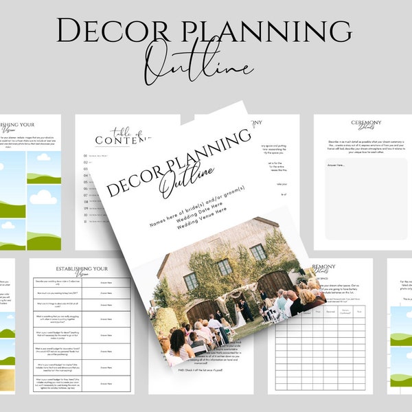 Wedding Planning Outline - Decor Outline, Wedding Planner, Wedding Decor, Decor Guide, Wedding Guide, Wedding Design, Wedding Decorations