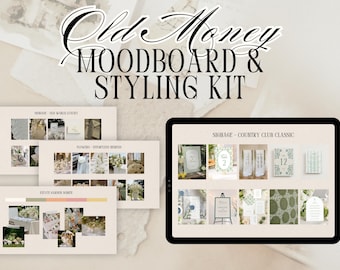 Plantilla de moodboard de estilo Old Money / Kit de Canva para diseño de bodas y eventos
