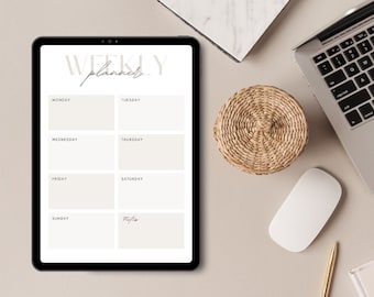 Planificador semanal imprimible, Hoja de planificación, Planificador semanal, Planificador digital, Planificador semanal para hacer, Herramienta organizativa, Planificador fácil de usar