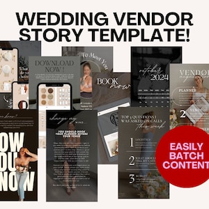 May include: A collage of images showing tips for wedding vendors. The images include text such as "Download Now!" and "You Should Book Your Planner Before Your Venue". The images also include a calendar, a list of questions, and a woman holding a bouquet of flowers.